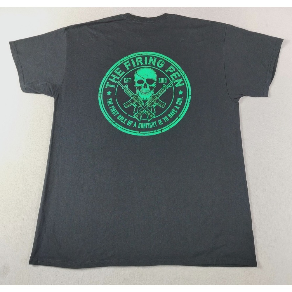 The Firing Pen Shirt Mens XL Black Skull Rifles Graphic Tee Patriotic‎ Gunfight